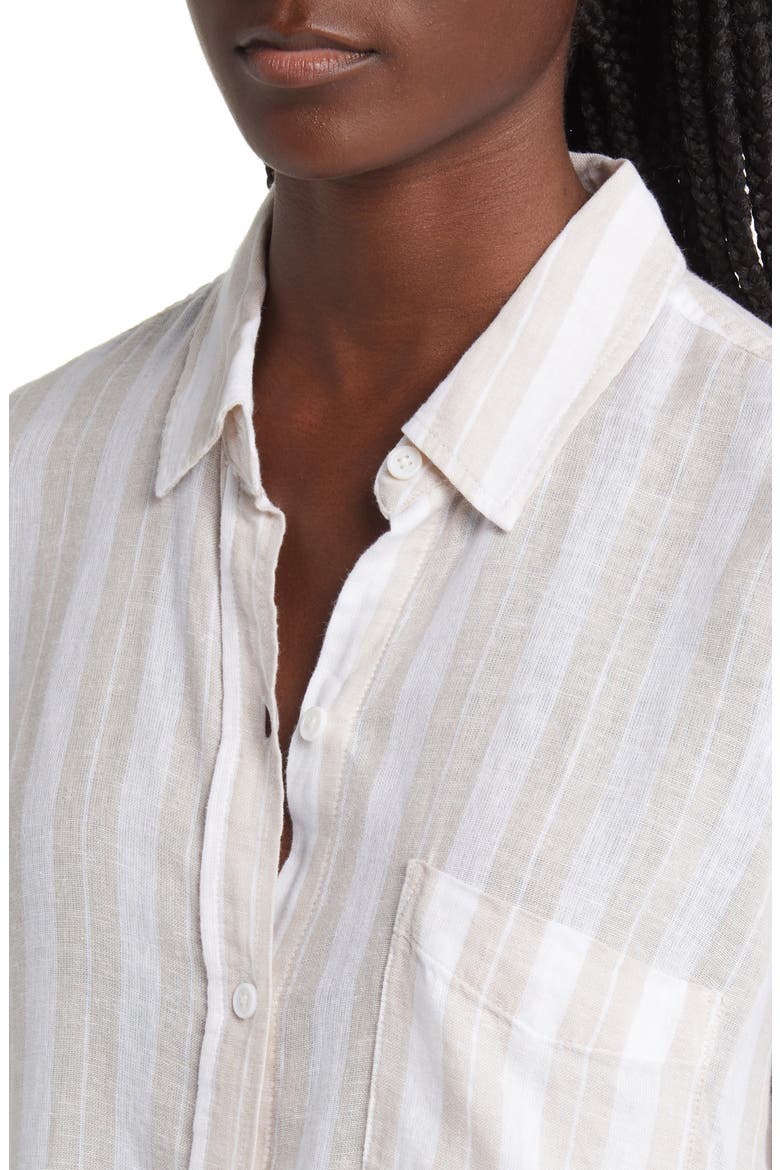 Charli Linen Blend Button-Up Shirt, Alternate, color, SHORE STRIPE