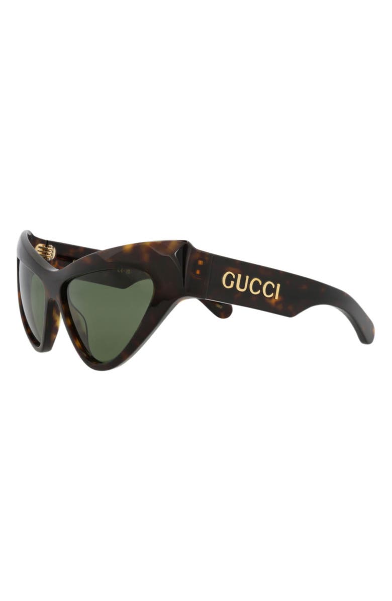 Gucci 57mm Novelty Cat Eye Sunglasses, Alternate, color, Havana Havana Green