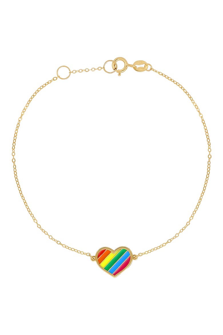 14K Gold Rainbow Heart Bracelet (Nordstrom Exclusive), Main, color, 14K YELLOW GOLD