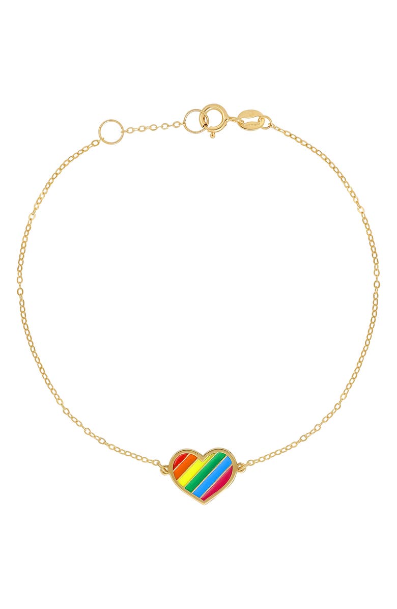 Bony Levy 14K Gold Rainbow Heart Bracelet, Main, color, 