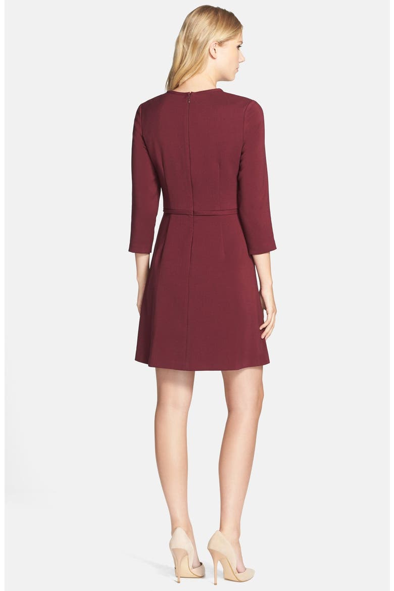 Pleated Crepe Fit & Flare Dress, Alternate, color, OXBLOOD