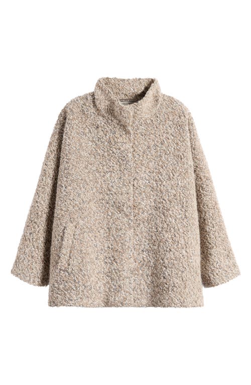 Eileen Fisher Notch Collar Wool Coat In Brown