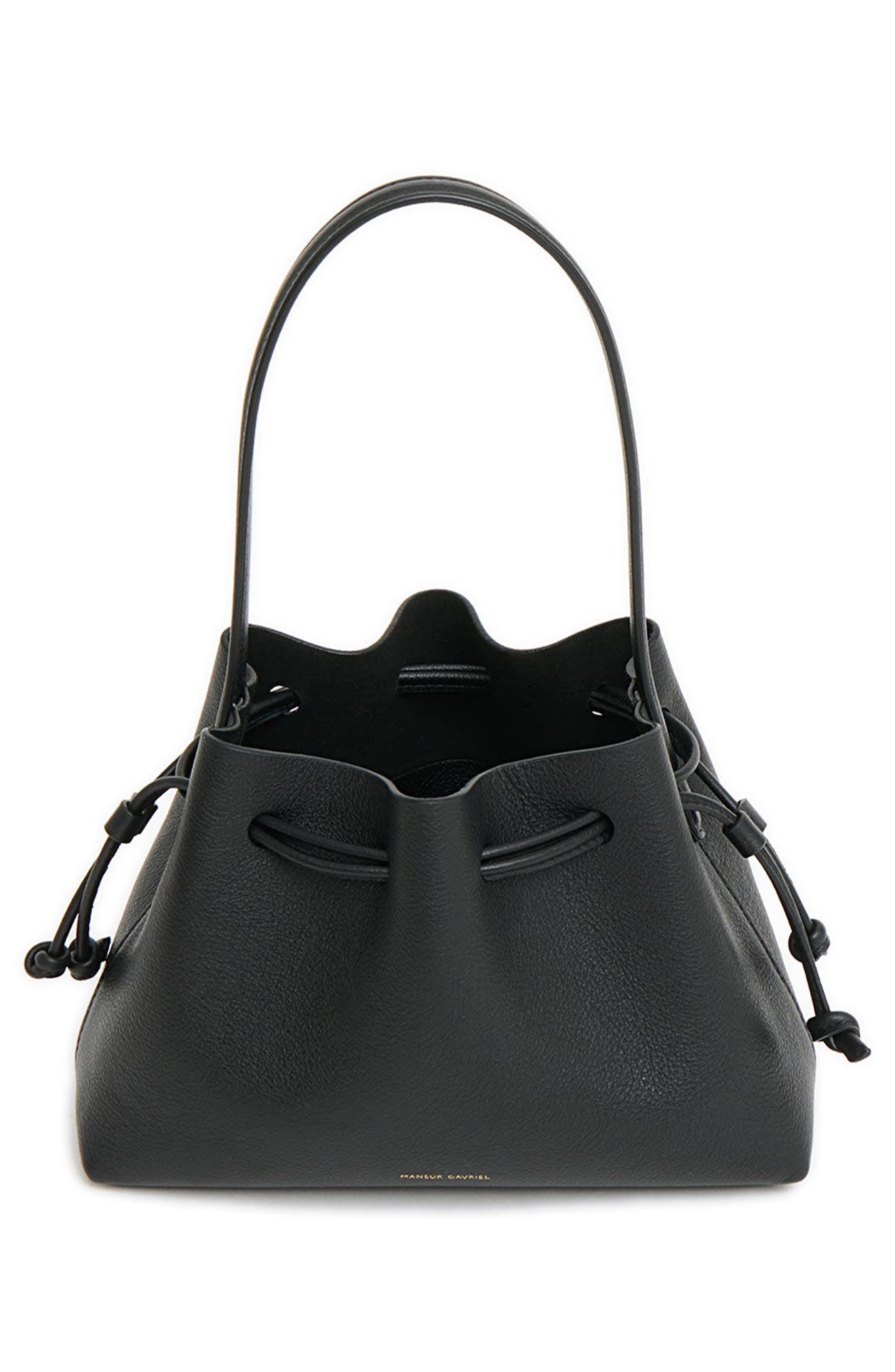 Mansur Gavriel Drawstring Pouchette, Alternate, color, Black