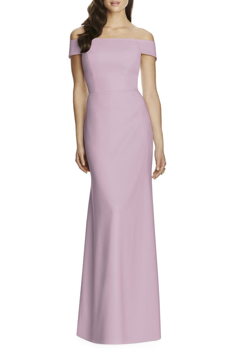 Off the Shoulder Column Gown, Main, color, SUEDE ROSE