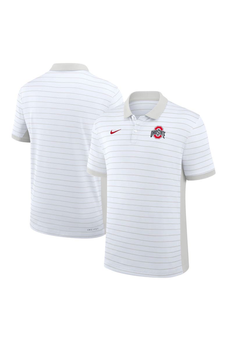 Men's Nike White Ohio State Buckeyes 2025 Early Season Coaches Sideline Victory Stripe Performance Polo, Alternate, color, White