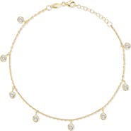GLAZE JEWELRY Cubic Zirconia Sterling Silver Charm Anklet