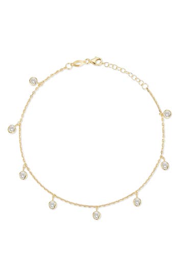 Glaze Jewelry Cubic Zirconia Sterling Silver Charm Anklet In Gold