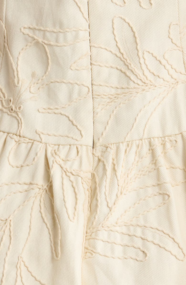 MOON RIVER Floral Embroidery Cotton Dress, Alternate, color, Ivory