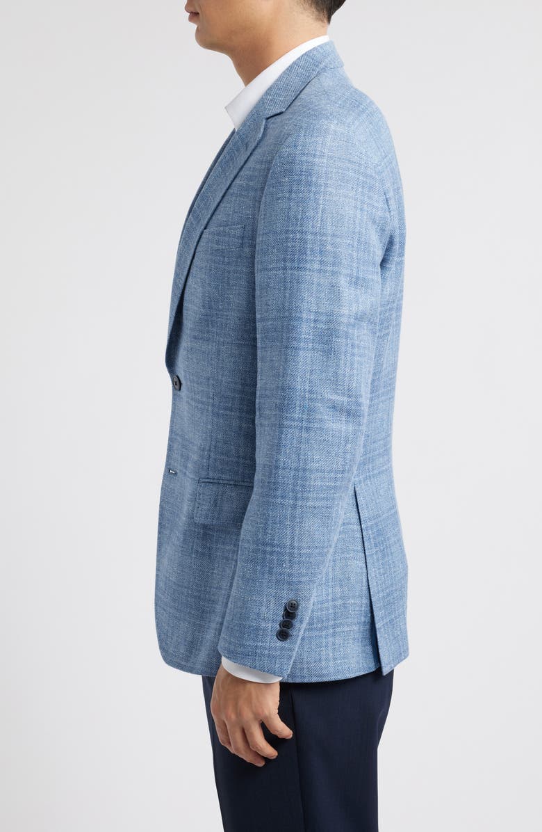 Peter Millar Hyperlight Soft Plaid Linen, Wool & Silk Sport Coat, Alternate, color, Light Blue