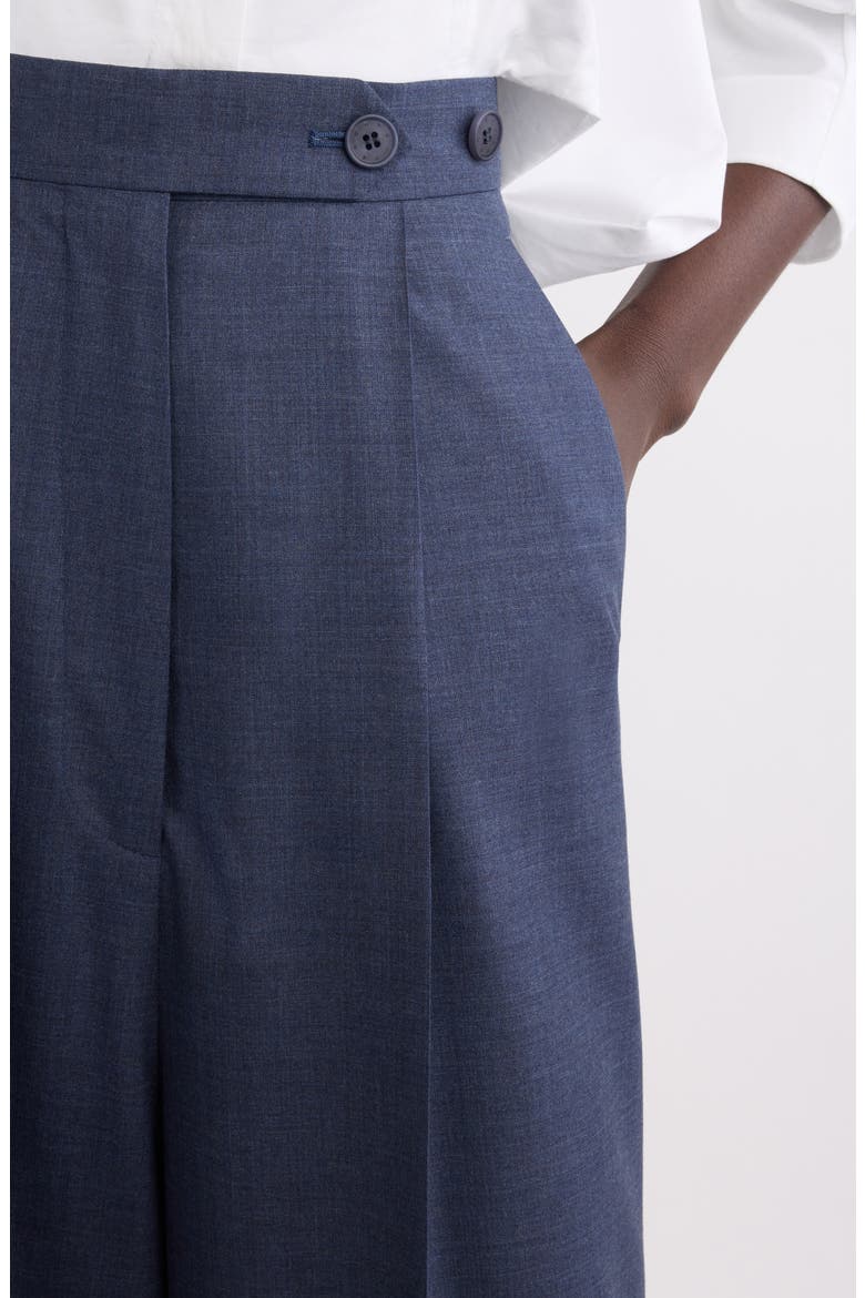 Pleated Wool Wide Leg Pants, Alternate, color, DENIM BLUE