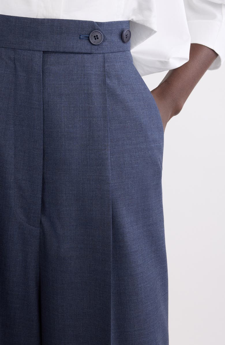 Givenchy Pleated Wool Wide Leg Pants, Alternate, color, Denim Blue