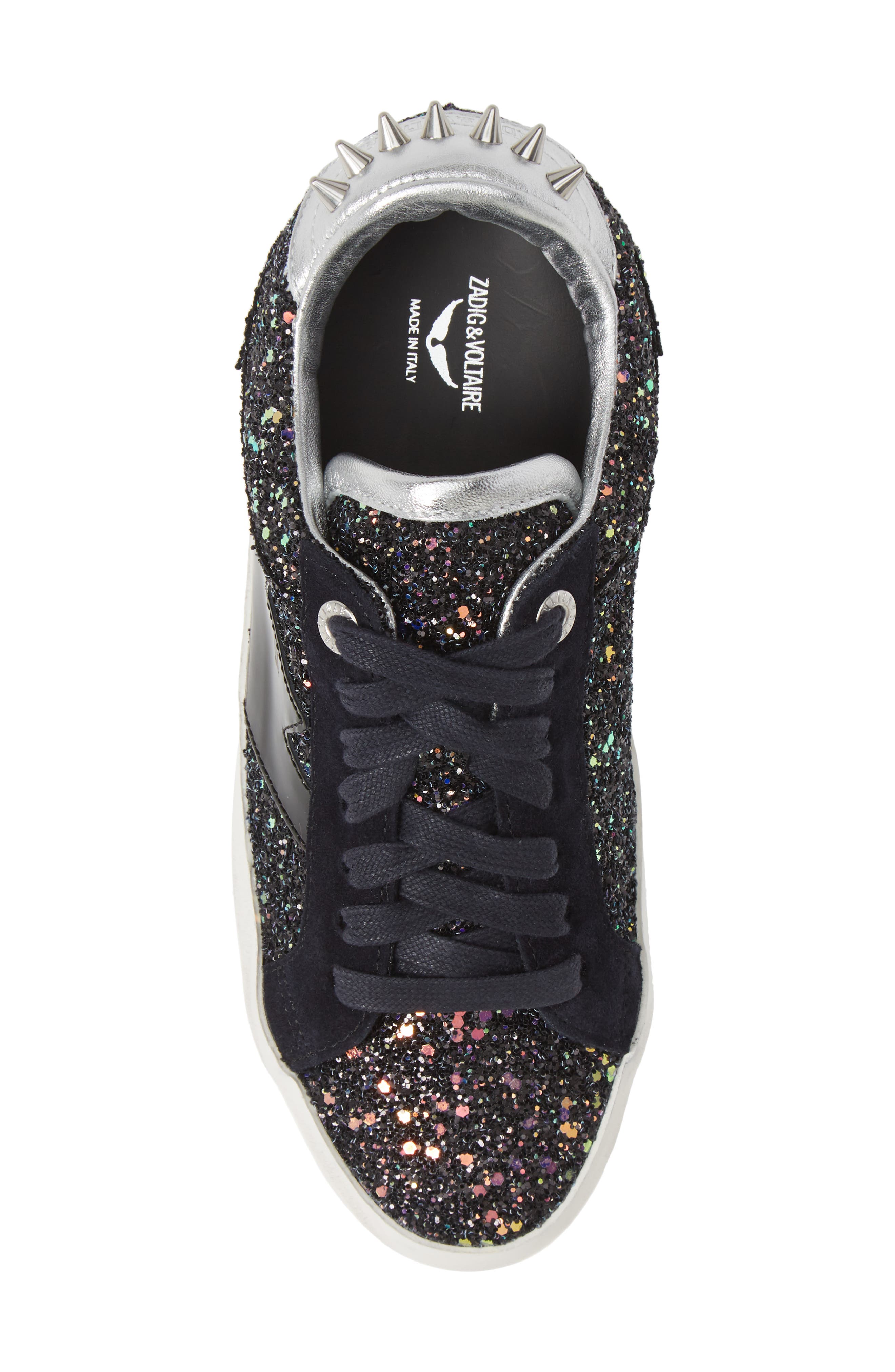 Zadig & Voltaire Used Glitter Lace-Up Sneaker, Alternate, color, 
