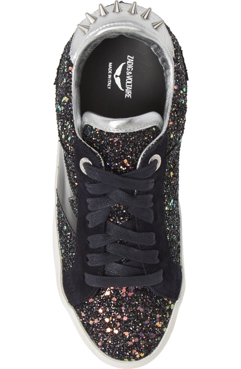 Zadig & Voltaire Used Glitter Lace-Up Sneaker, Alternate, color,