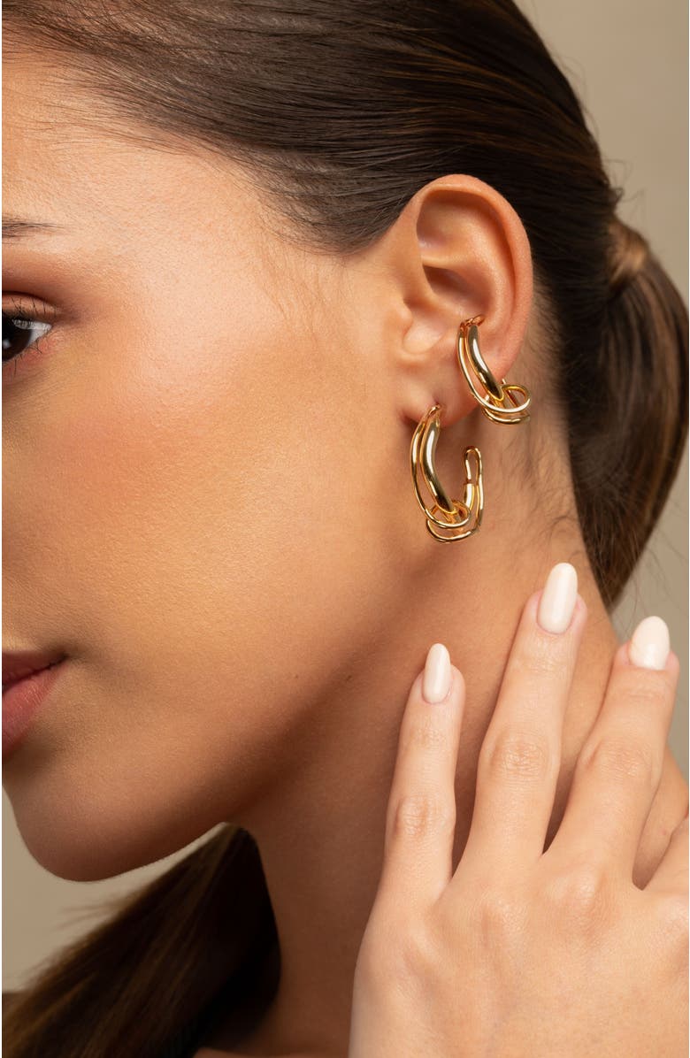 PIERETTI Colette twisted statement ear cuff, Alternate, color, Gold Plate