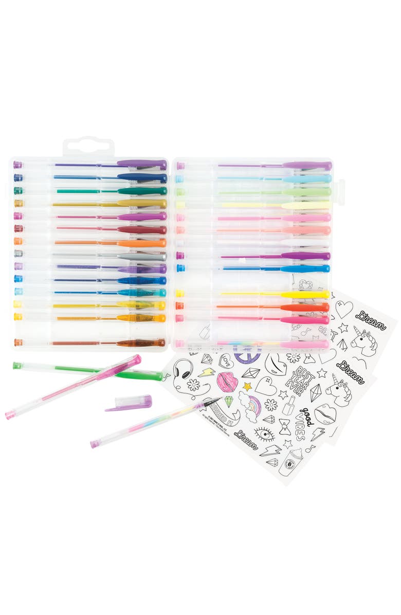 Three Cheers For Girls 30 Piece Gel Pen Set W/ 100 Colorin Stickers, Alternate, color, Multicolored