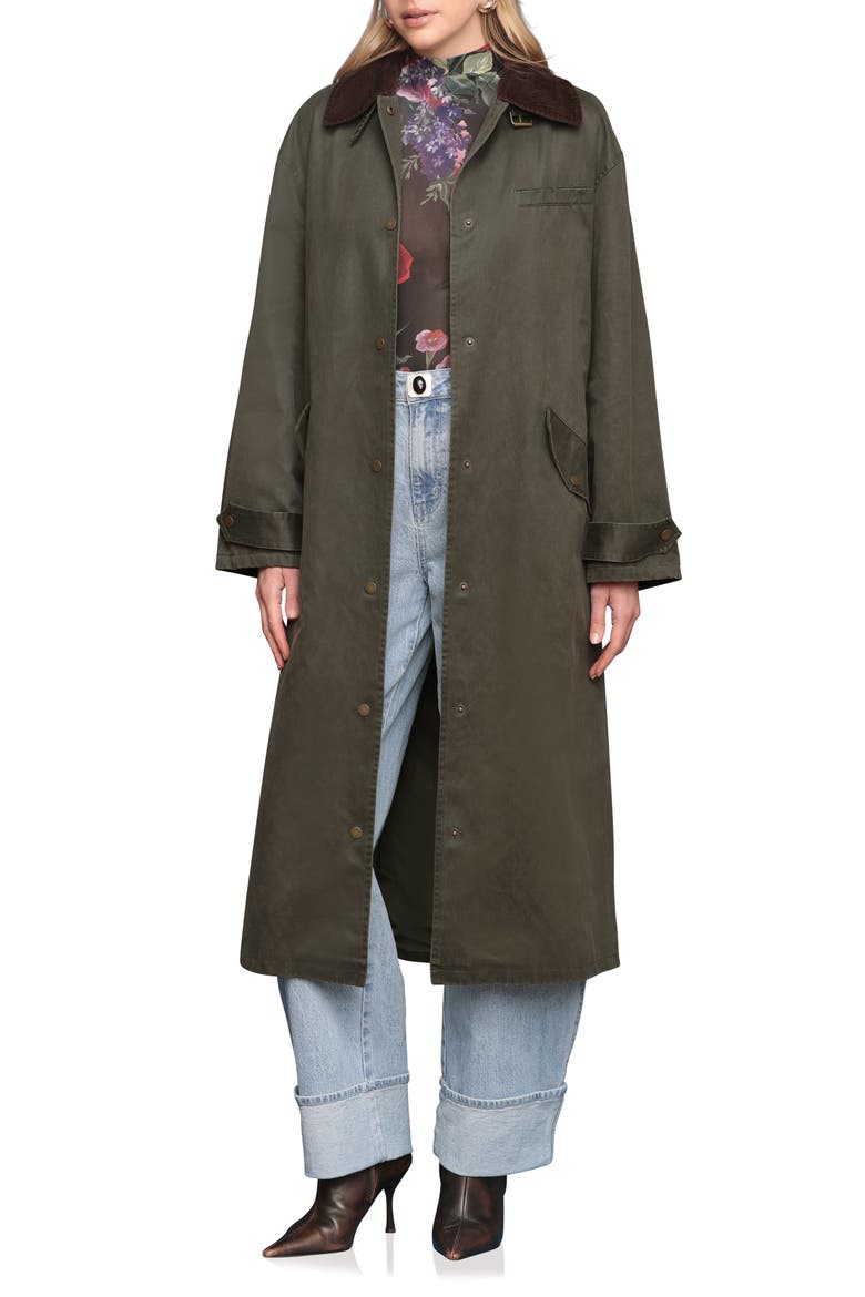 Contrast Collar Barn Coat, Main, color, ARMY
