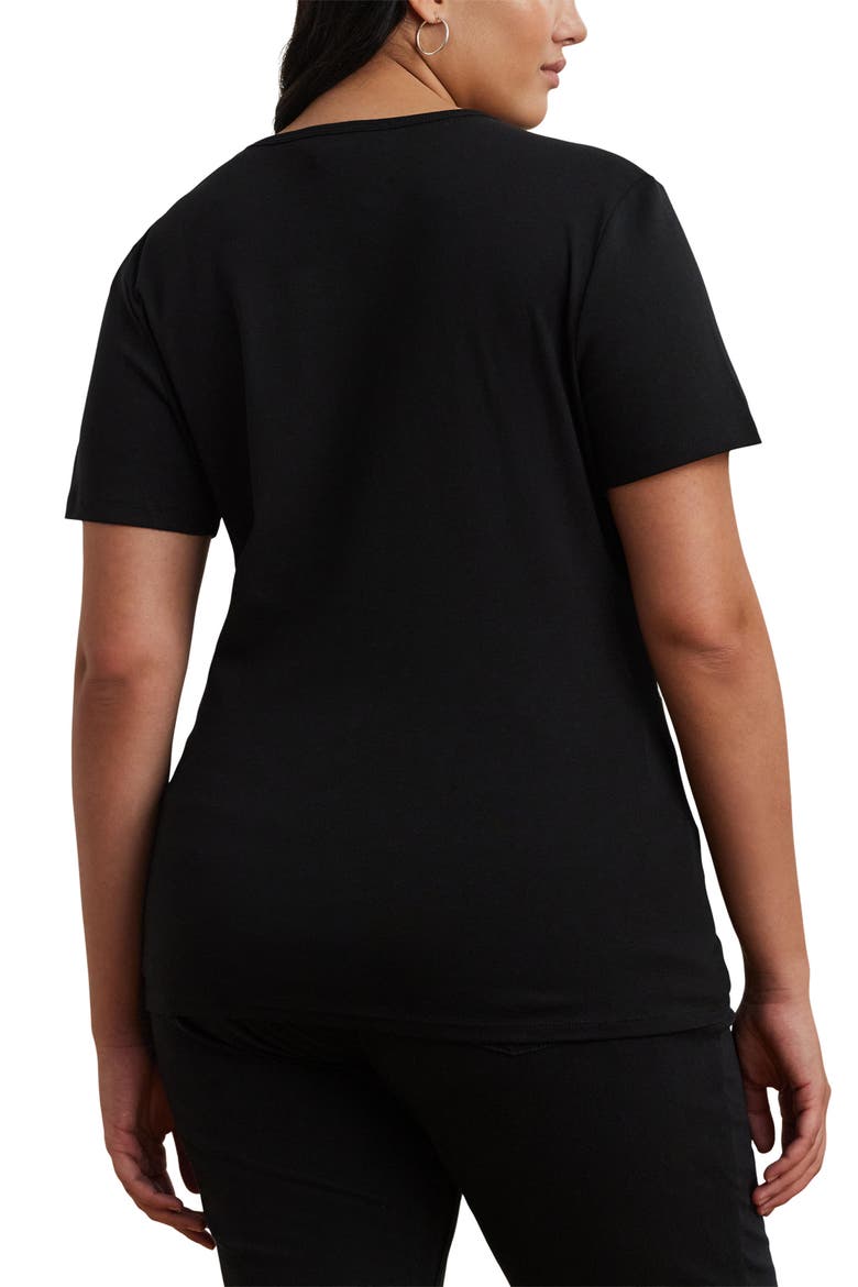 Judy Short Sleeve Stretch Cotton Top, Alternate, color, POLO BLACK