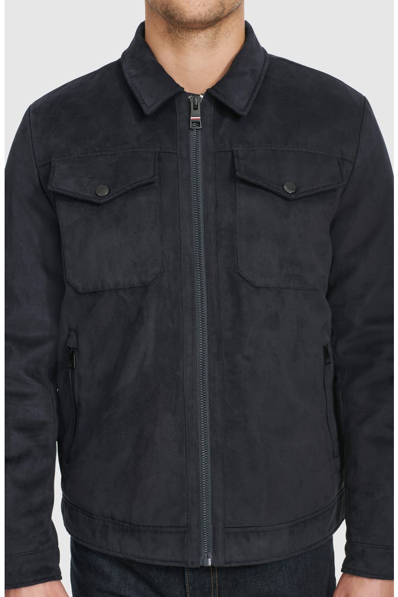 Faux Suede Trucker Jacket, Alternate, color, NAVY