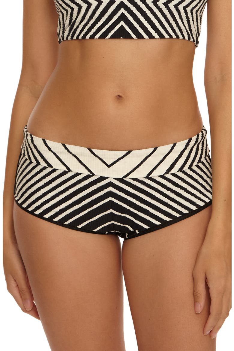 Net Textured Stripe Swim Shorts, Alternate, color, BLACK/ VANILLA