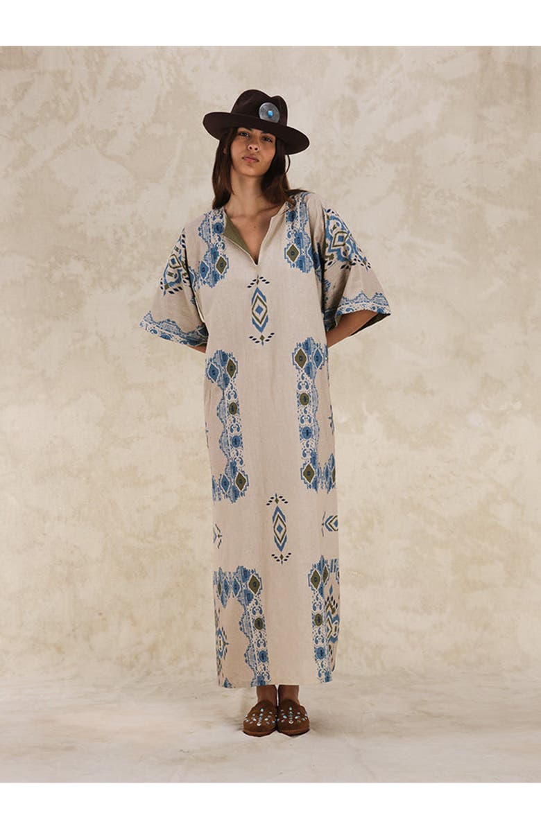 Fortela Printed Caftan Dress, Alternate, color, Dark Orange