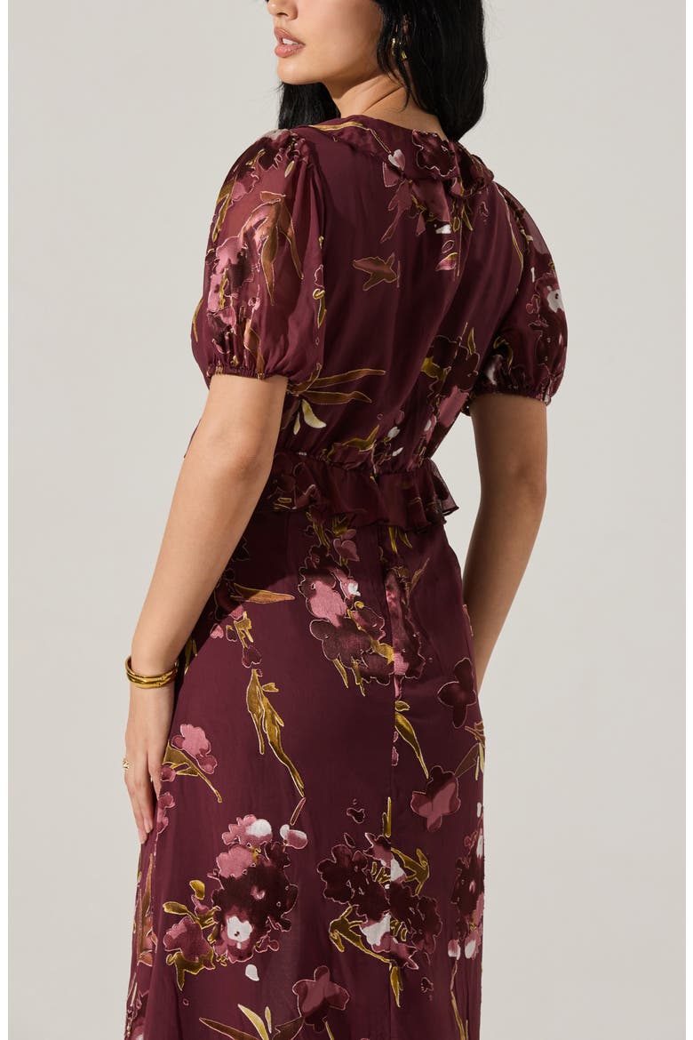 Bennet Floral Tiered Dress, Alternate, color, WINE FLORAL