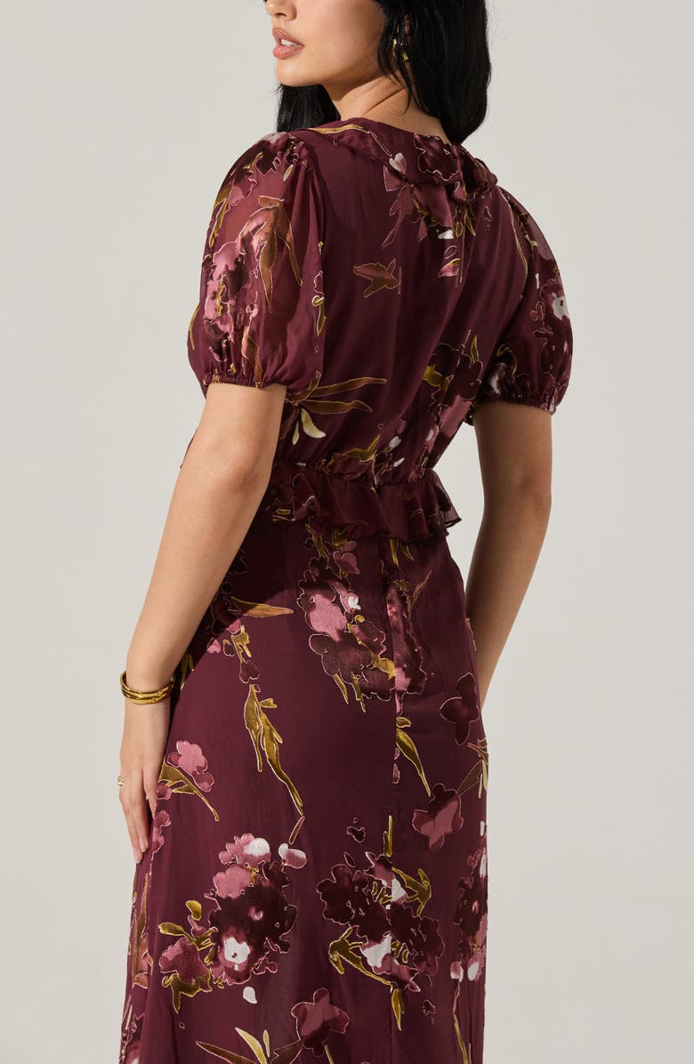 ASTR the Label Bennet Floral Tiered Dress, Alternate, color, Wine Floral