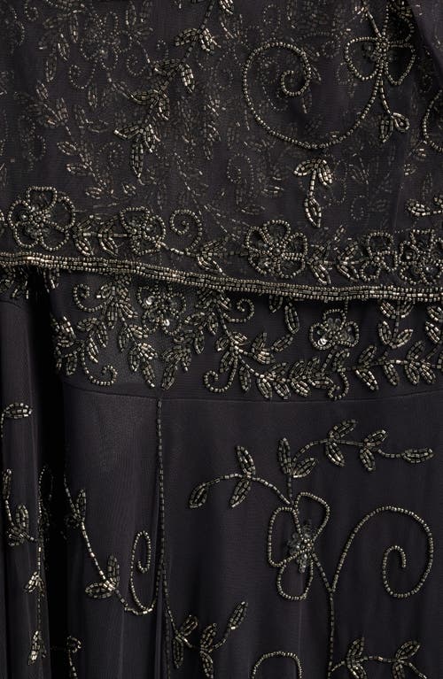 Pisarro Nights Beaded Mesh Gown With Jacket