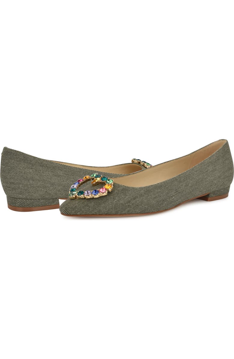 Nine West Hearts Rhinestone Flat, Alternate, color, Dark Green 300