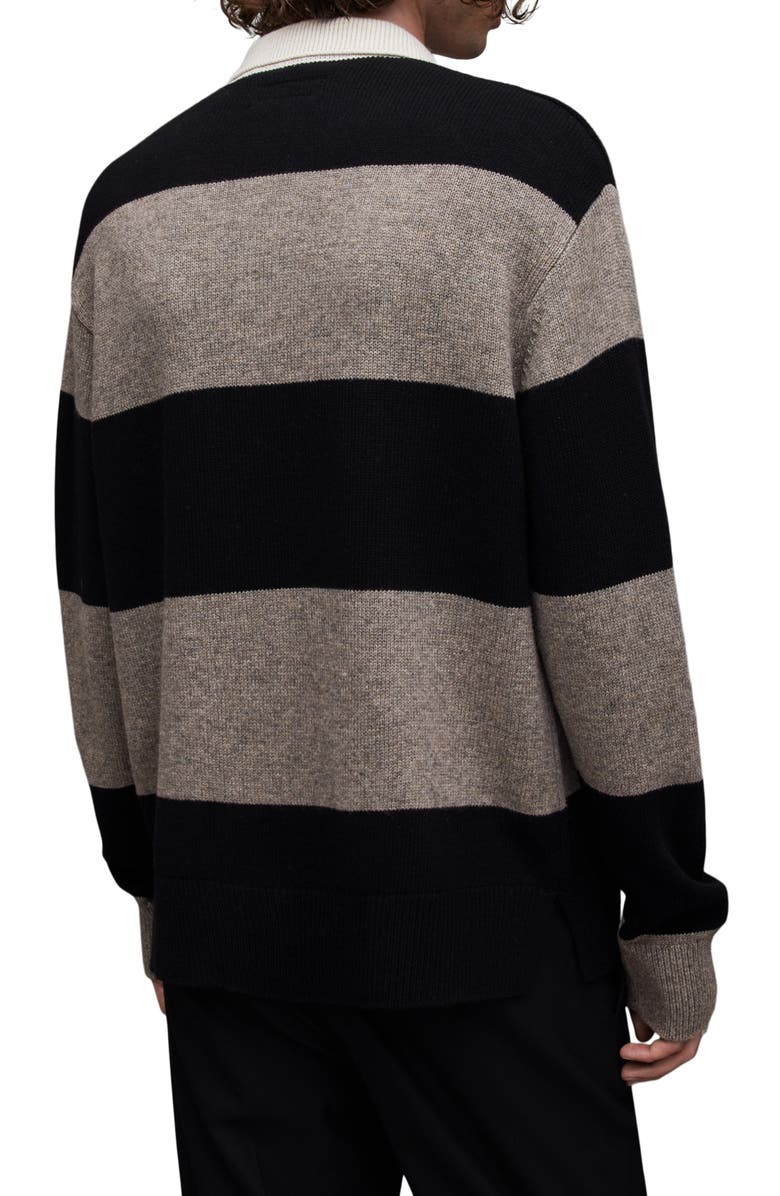 AllSaints Jax Stripe Wool & Cotton Polo Sweater, Alternate, color,