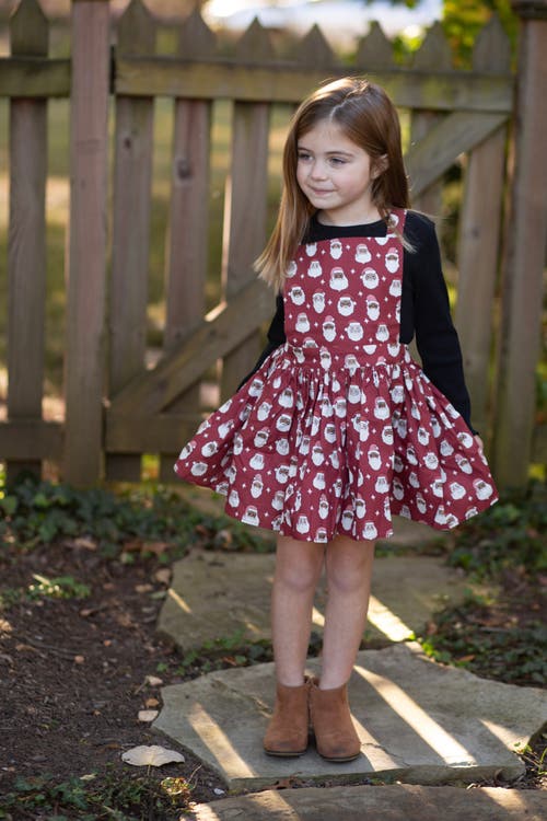 Worthy Threads Girls Holiday Pinafore Dress In Red