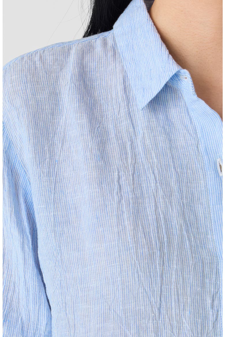 Crinkled Organic Linen Button-Up Shirt, Alternate, color, ULTRAMARINE