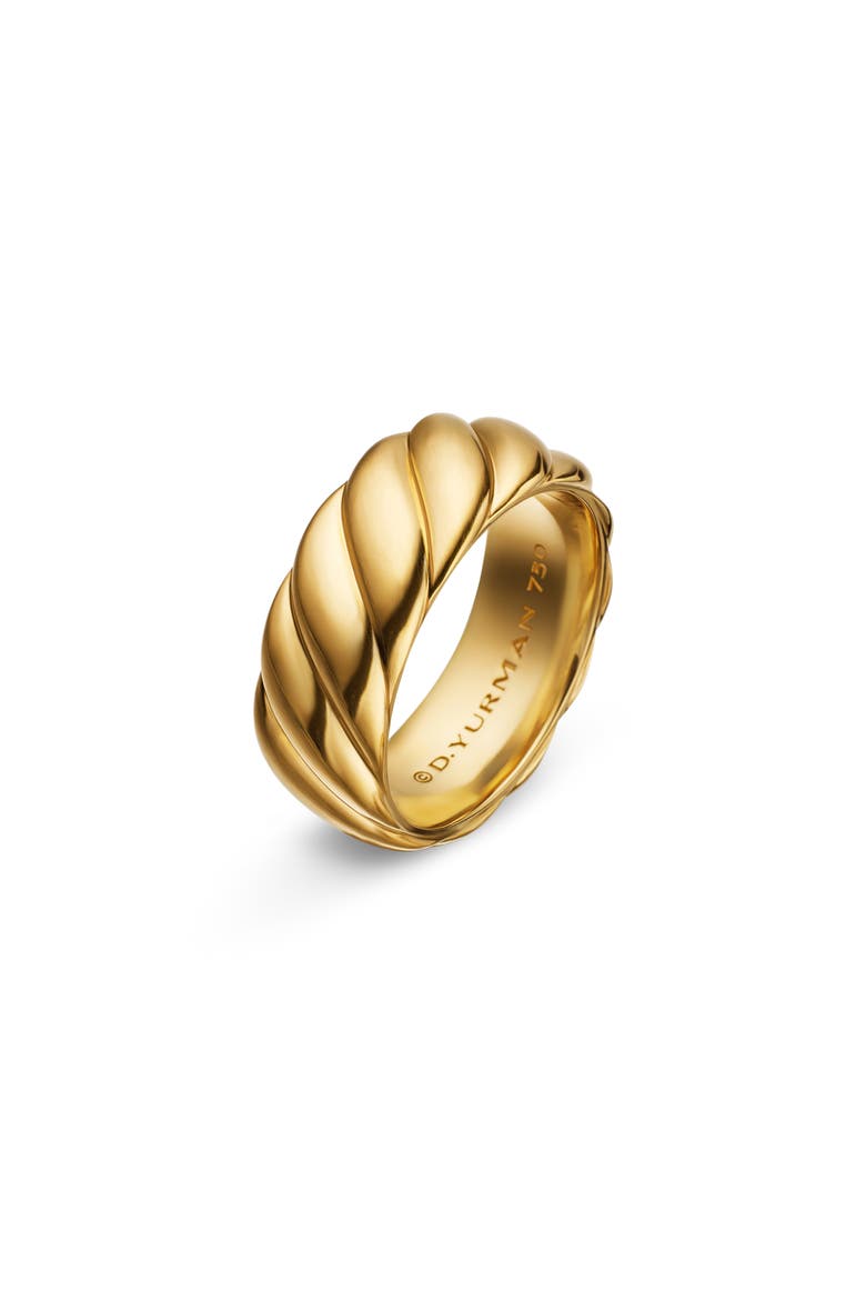 Sculpted Cable Contour Band Ring in 18K Yellow Gold, 9mm, Alternate, color, 18K YELLOW GOLD