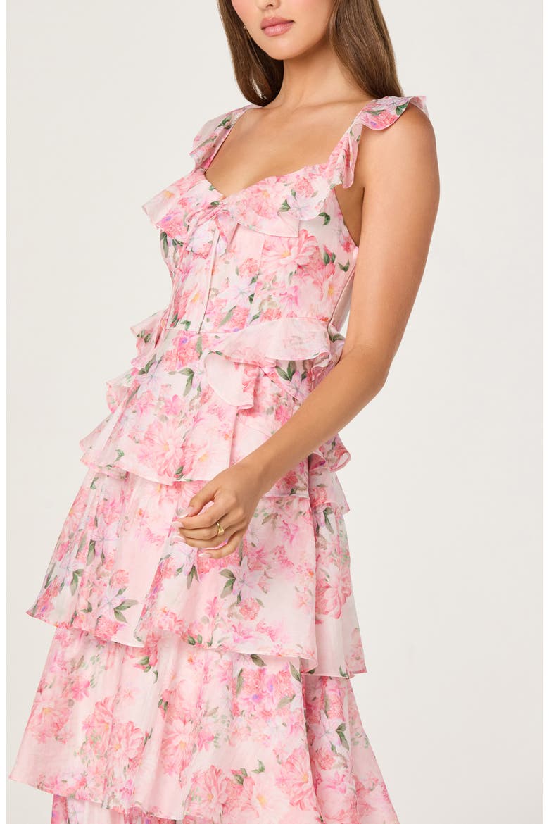 Adessa Floral Ruffle Trim Tiered Dress, Alternate, color, PINK FLORAL