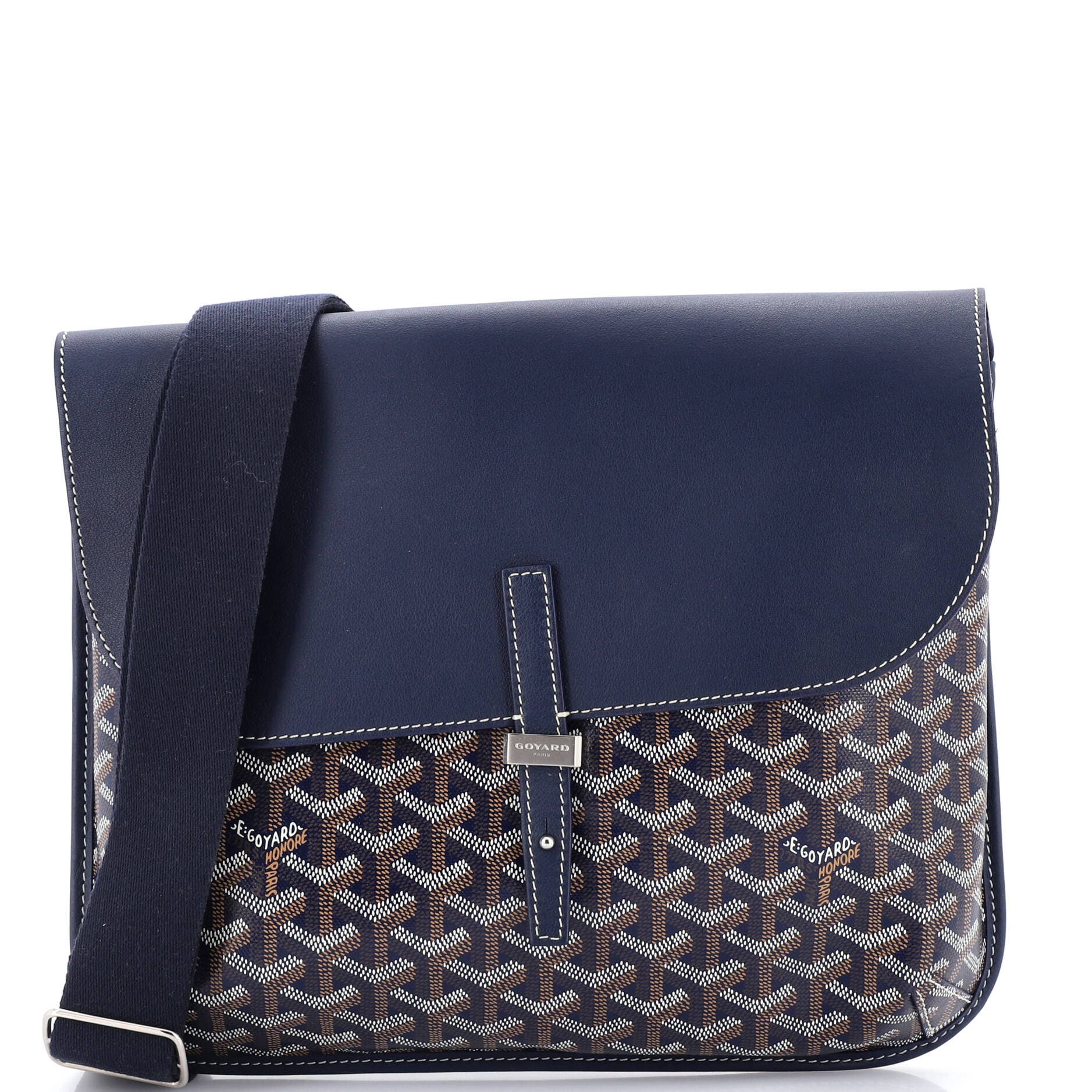 Pre-Owned Goyard Coursier Messenger Bag Coated Canvas and Leather, Main, color, Blue