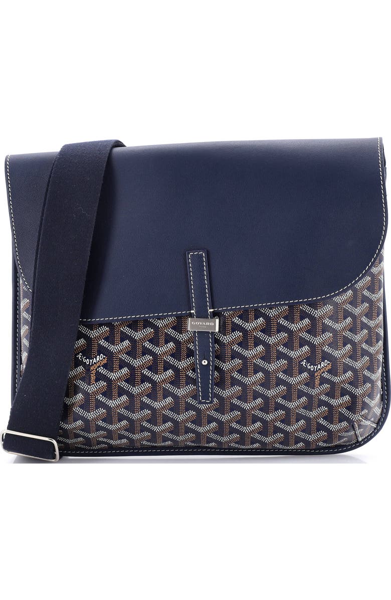 Pre-Owned Goyard Coursier Messenger Bag Coated Canvas and Leather, Main, color, Blue