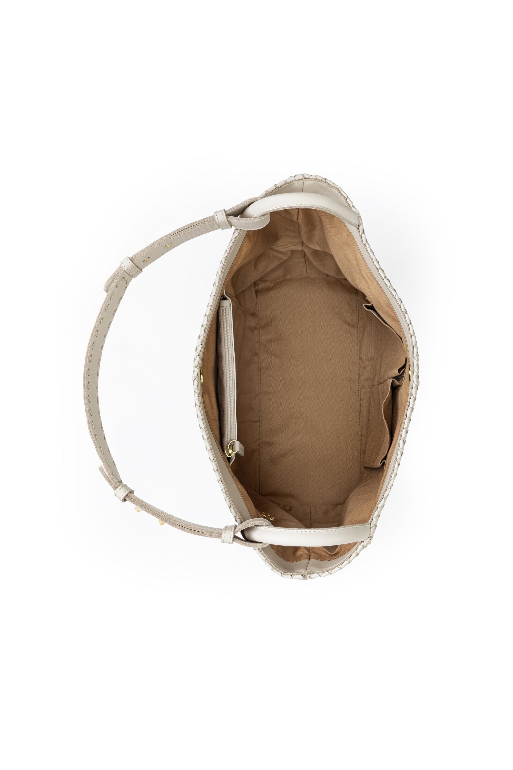 Los Feliz Medium Tote Woven Leather Bag, Alternate, color, Stone Woven