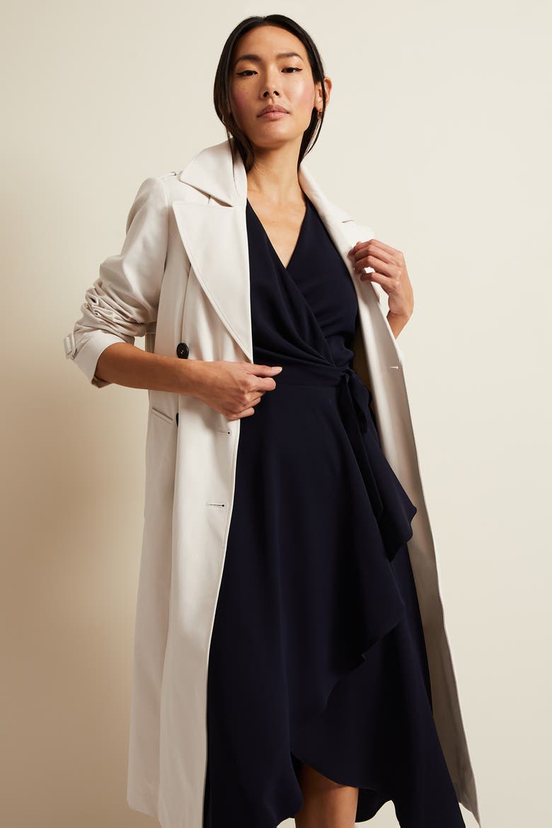 Julissa Wrap Midi Dress, Alternate, color, Navy
