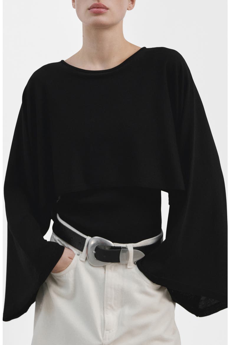 High-Low Knit Cape, Main, color, BLACK