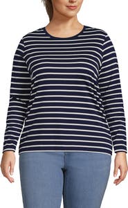 Lands' End Plus Size Relaxed Supima Cotton Long Sleeve Crew Neck T-Shirt