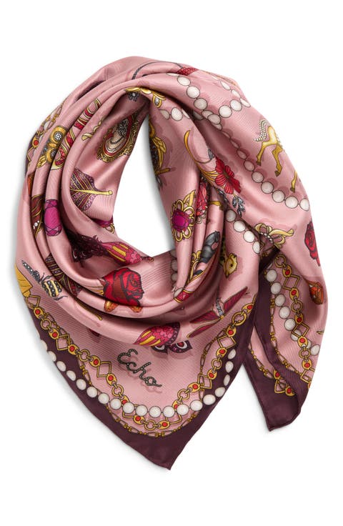 Bejeweled Silk Square Scarf