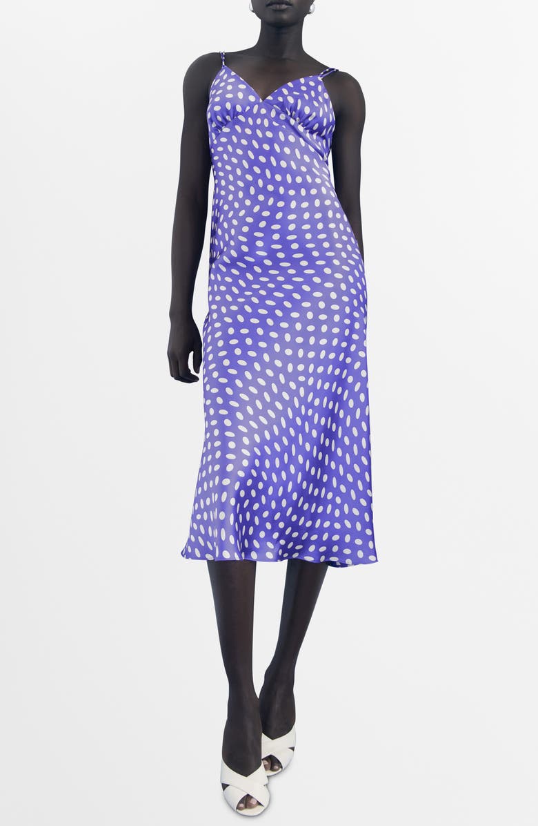 MANGO Polka Dot Slipdress, Main, color, Blue