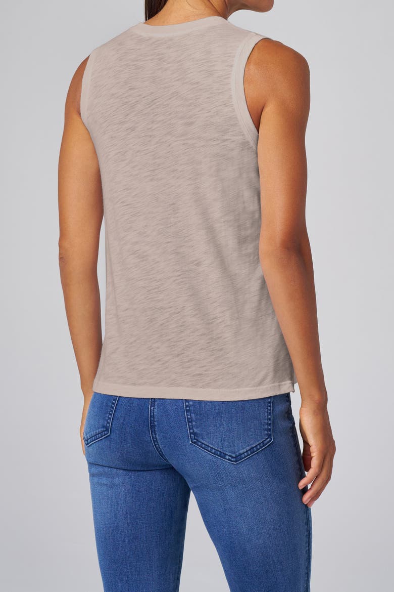 Slub Jersey V-Neck Sleeveless Tank, Alternate, color, Sand