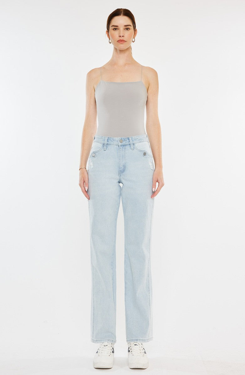 Kancan Maple High Rise Straight Jeans In Light In Blue