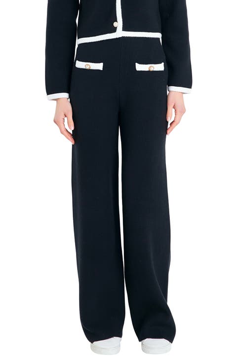 Contrast Detail Sweater Knit Pants