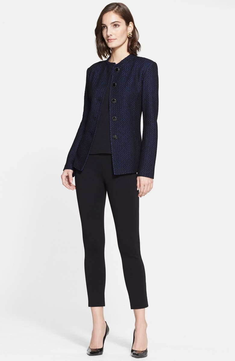 St. John Collection Mandarin Collar Two-Tone Knit Jacket, Alternate, color,