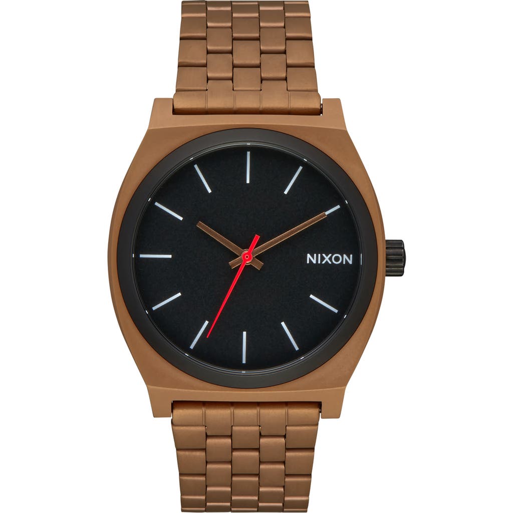 Nixon The Time Teller Bracelet Watch, 37mm in Bronze /Black at Nordstrom Rack