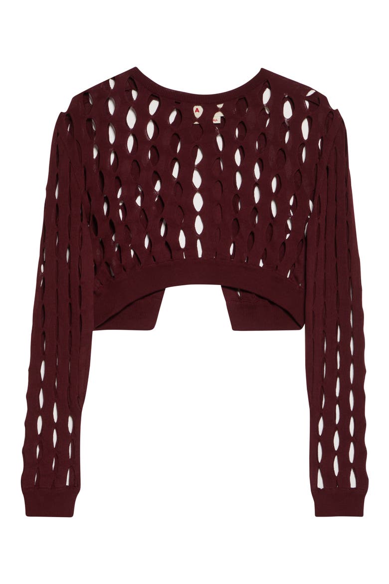Perforated Crewneck Sweater, Alternate, color, BURGUNDY