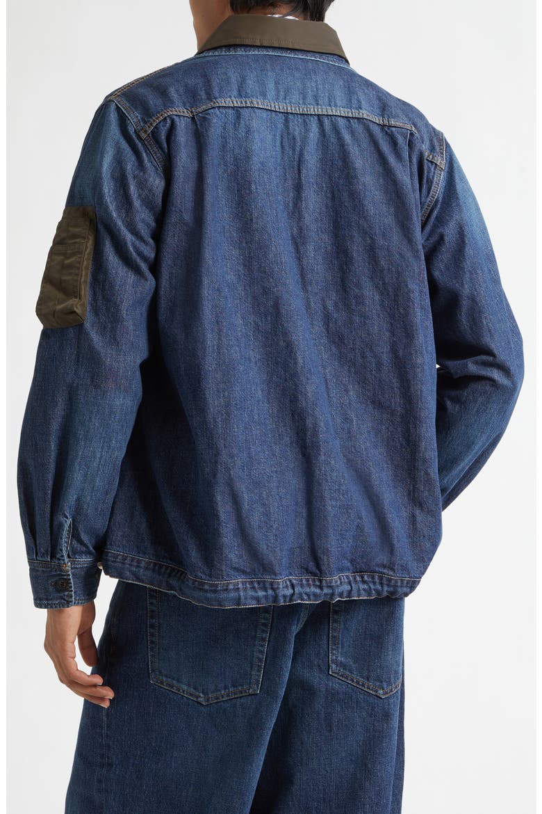 Mixed Media Blouson Jacket, Alternate, color, BLUE