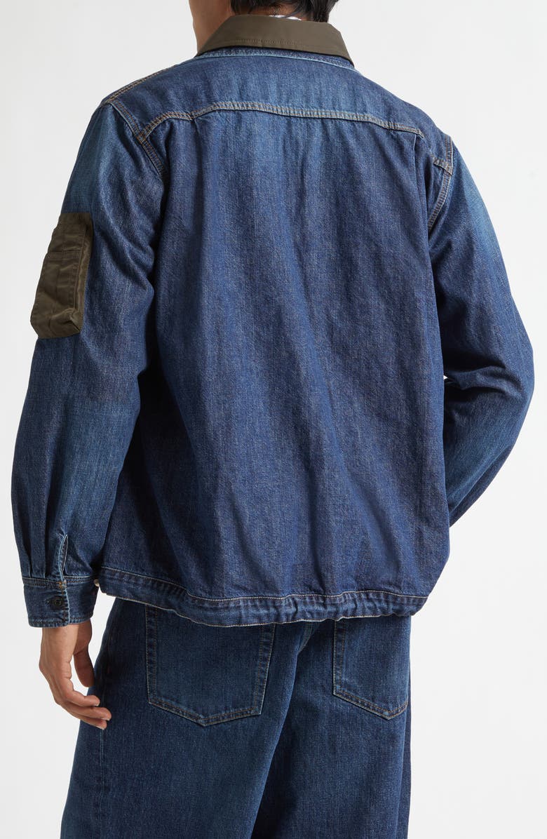 Sacai Mixed Media Blouson Jacket, Alternate, color, Blue