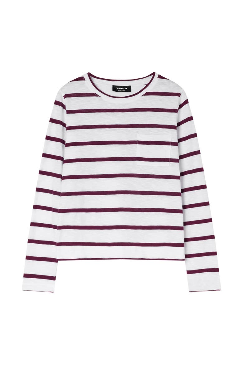 Stripe Crew Neck Pocket Top, Alternate, color, Burg/Multi